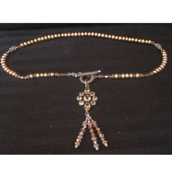 Vintage STERLING SILVER Citrine Gemstones Crystal Necklace & Bracelet Set Parure - Picture 7 of 10